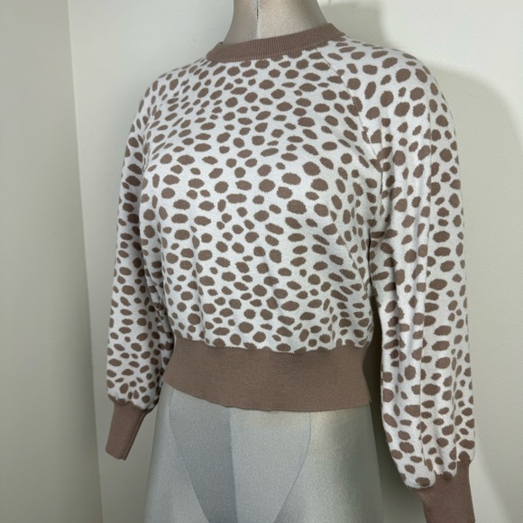 Ann Taylor Leopard Print Wool Blend Round Neck Sweater Size Medium Neutral Color - Picture 4 of 7